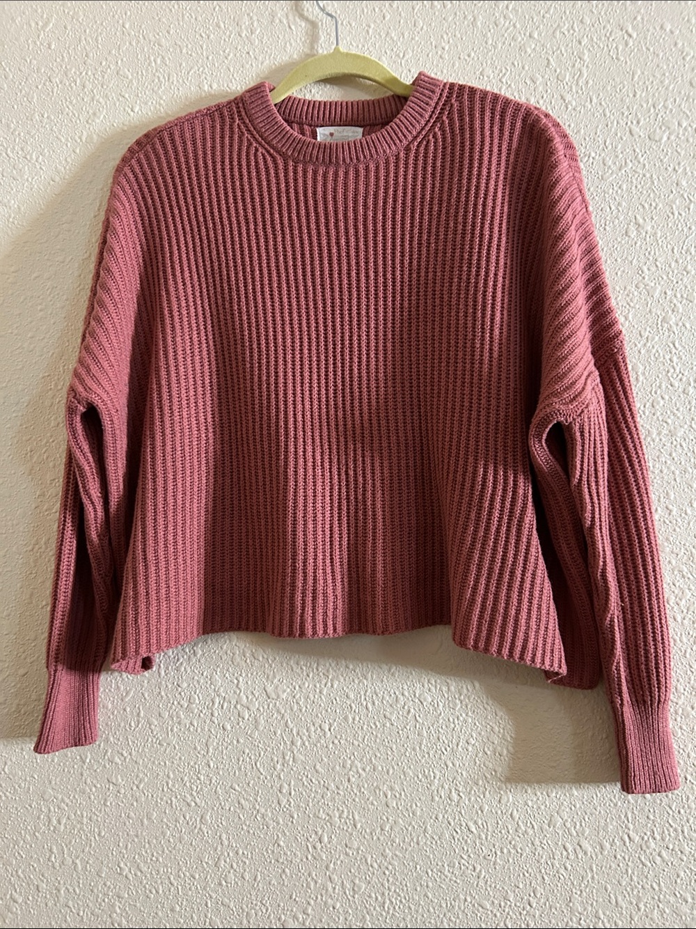 Ribbed Crewneck Sweater in Dusty Rose